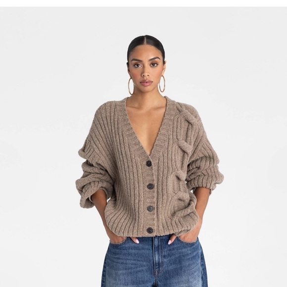 KBB by KAHLANA Women's 'The Cable Mix Cardi' Size Large - Picture 1 of 10